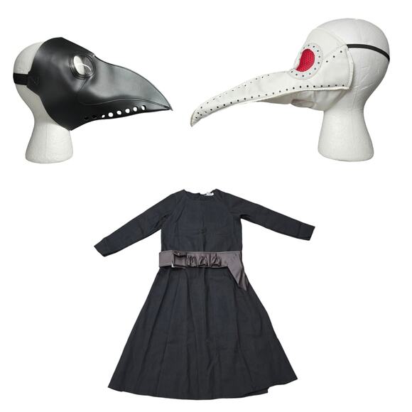 Halloween Costume Plague Doctor Scary Unisex Kid's Costume 2 Masks Included - Picture 1 of 16